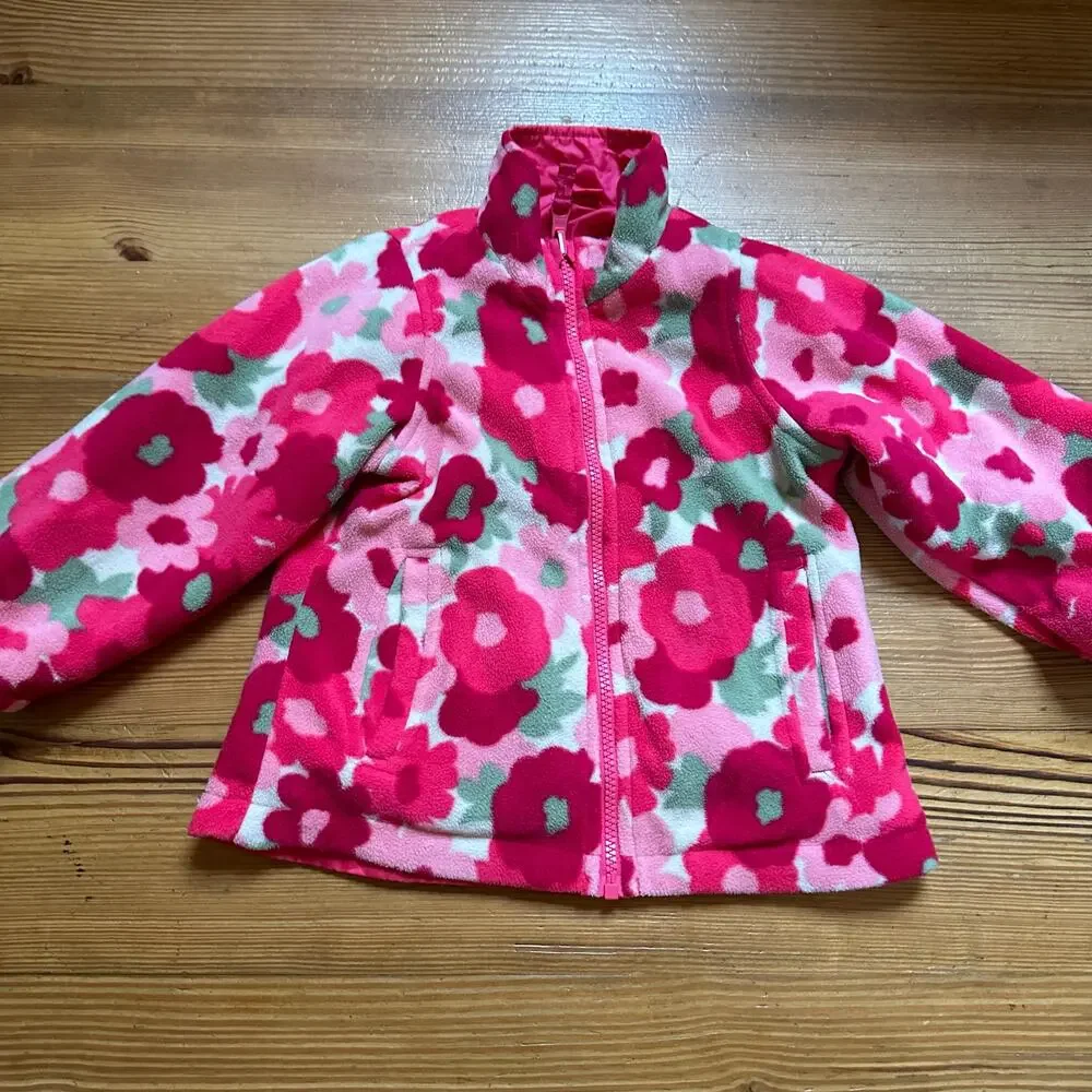 OshKosh B'gosh pink floral fleece lined reversible jacket SIZE 4‎